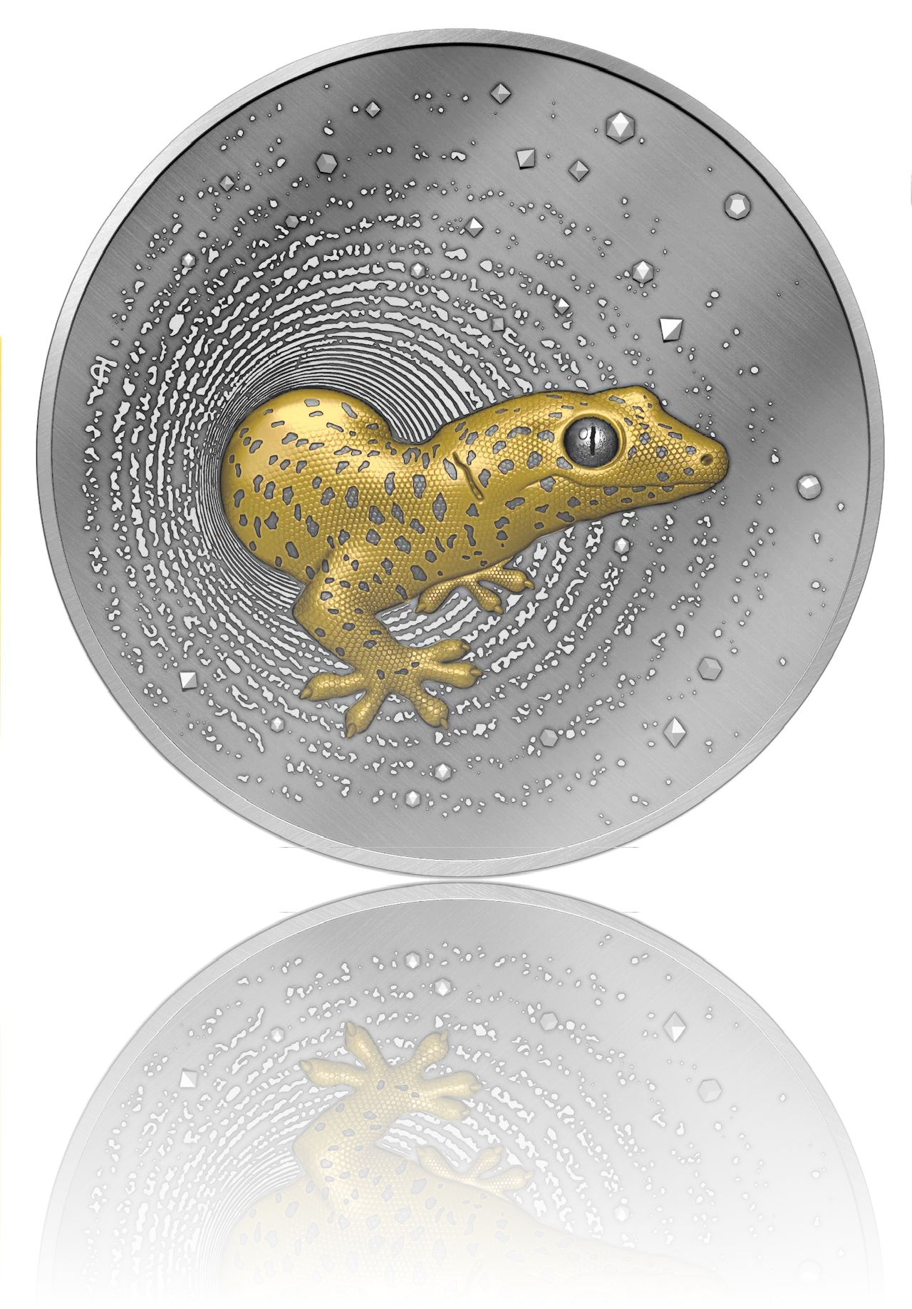 HERPETON 2023 | GECKO 1 OZ 9999 SILBERMÜNZE Ultra-Hochrelief Dark Gilded Proof