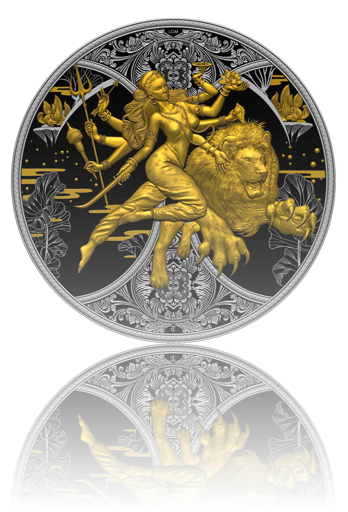 DURGA 2024 | SILBER-ANLAGEMÜNZE 1 Oz Hochrelief | Dark Ruthenium Gilded