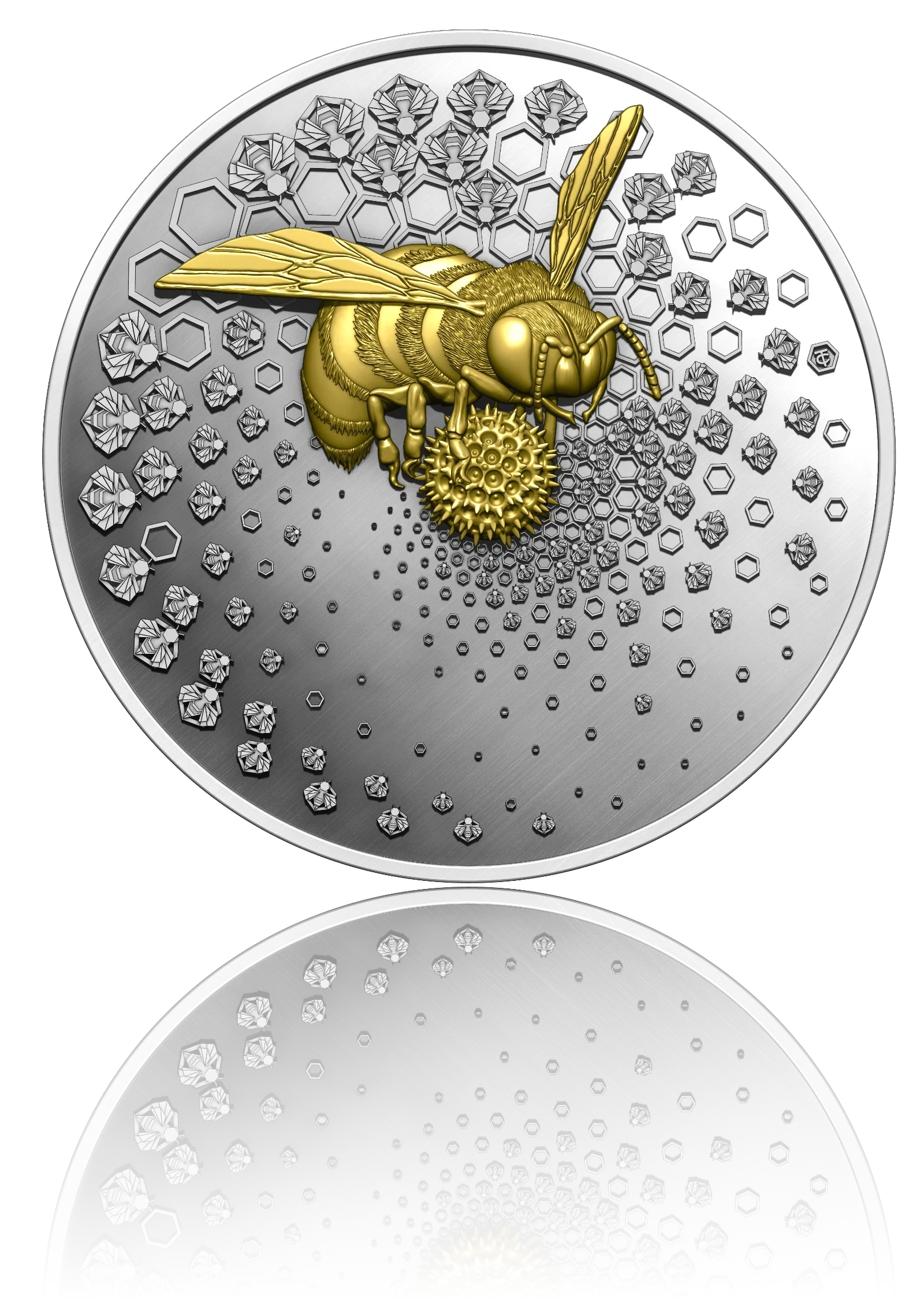 ÉNTOMA 2023 | BIENE 1 OZ 9999 SILBERMÜNZE Ultra-Hochrelief Dark Gilded Proof like