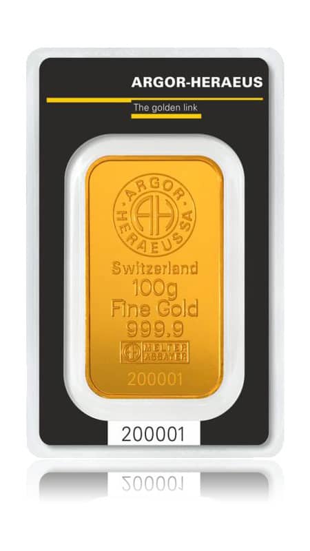 Heraeus Goldbarren 100g bei Goldreserven kaufen